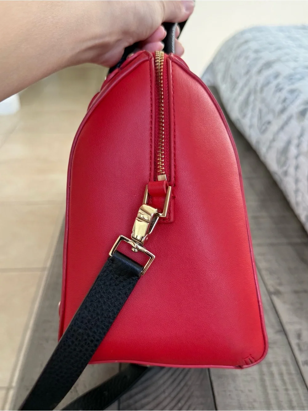 Kate spade Madison Stewart mega lane satchel red leather bag RARE